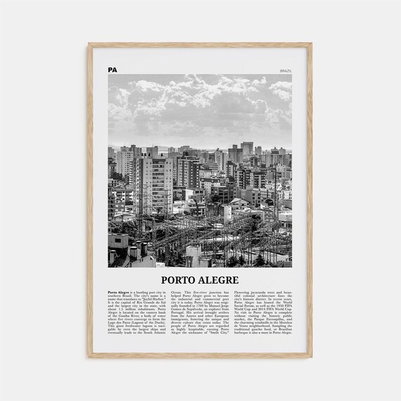 Porto Alegre Black And White Travel Poster, Brazil