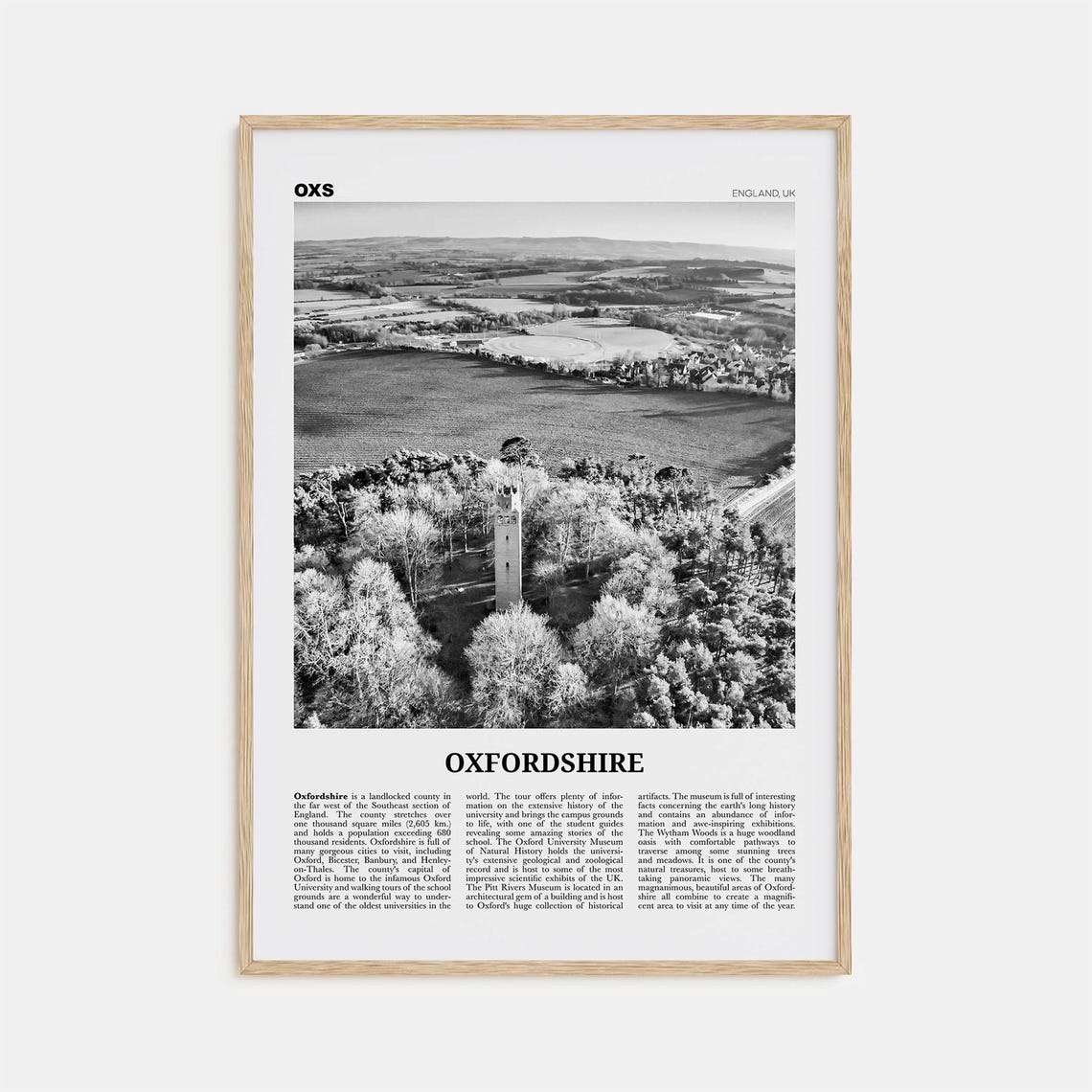 Oxfordshire Print Black And White Oxfordshire Wall Art Oxfordshire Poster Oxfordshire Photo Oxfordshire Map England Uk United Kingdom