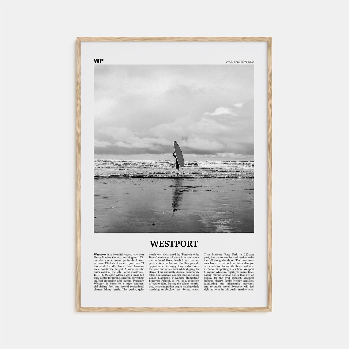 Westport, Washington Black-And-White Travel Poster