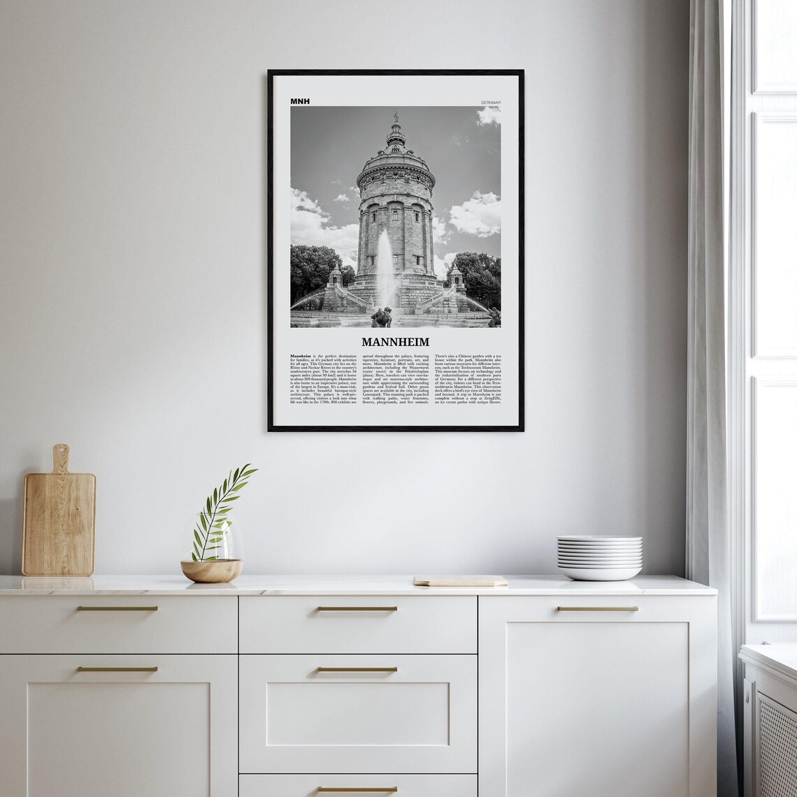 Mannheim Black and White Map Art Print, Germany - Image 2