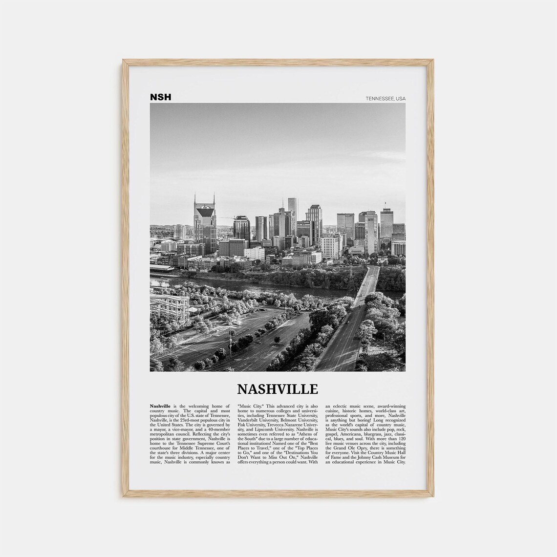 Nashville Black and White No. 2 Travel Poster
