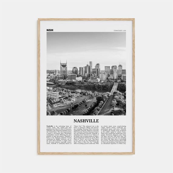 Nashville Black and White No. 2 Travel Poster