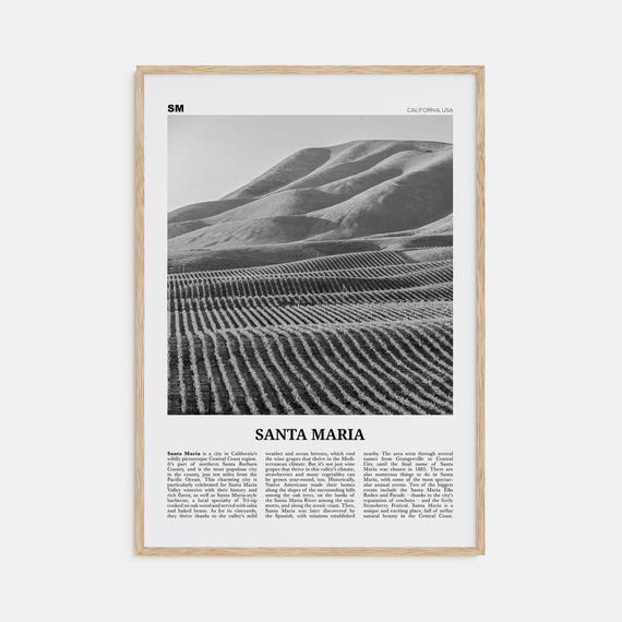 Santa Maria Black And White Art Print, California