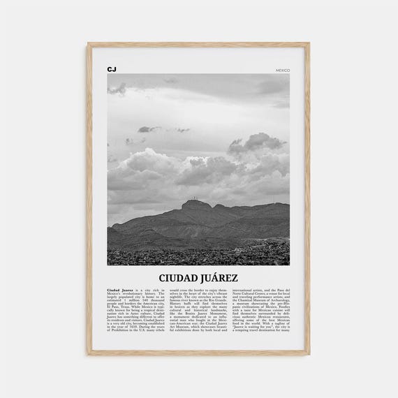 Ciudad Juarez Black and White Travel Poster, Mexico