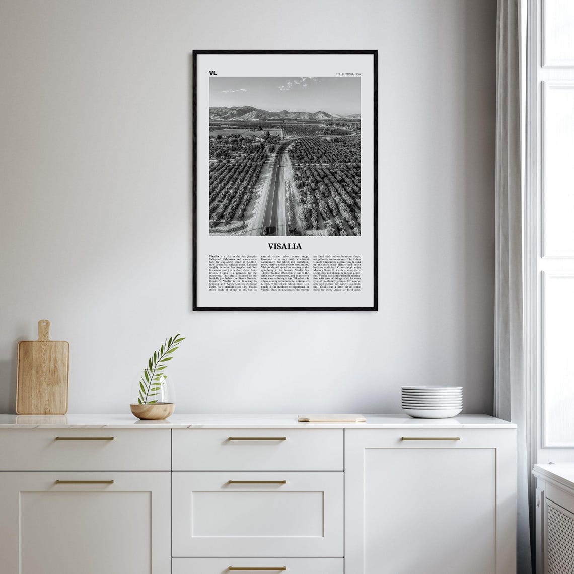 Visalia Black and White Travel Poster, California - Image 2