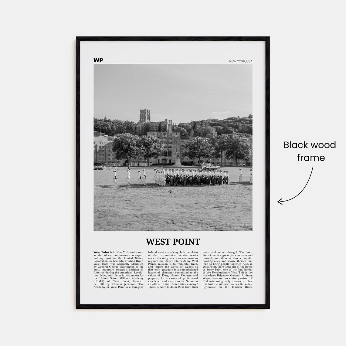 West Point Black and White Travel Poster, New York - Image 3