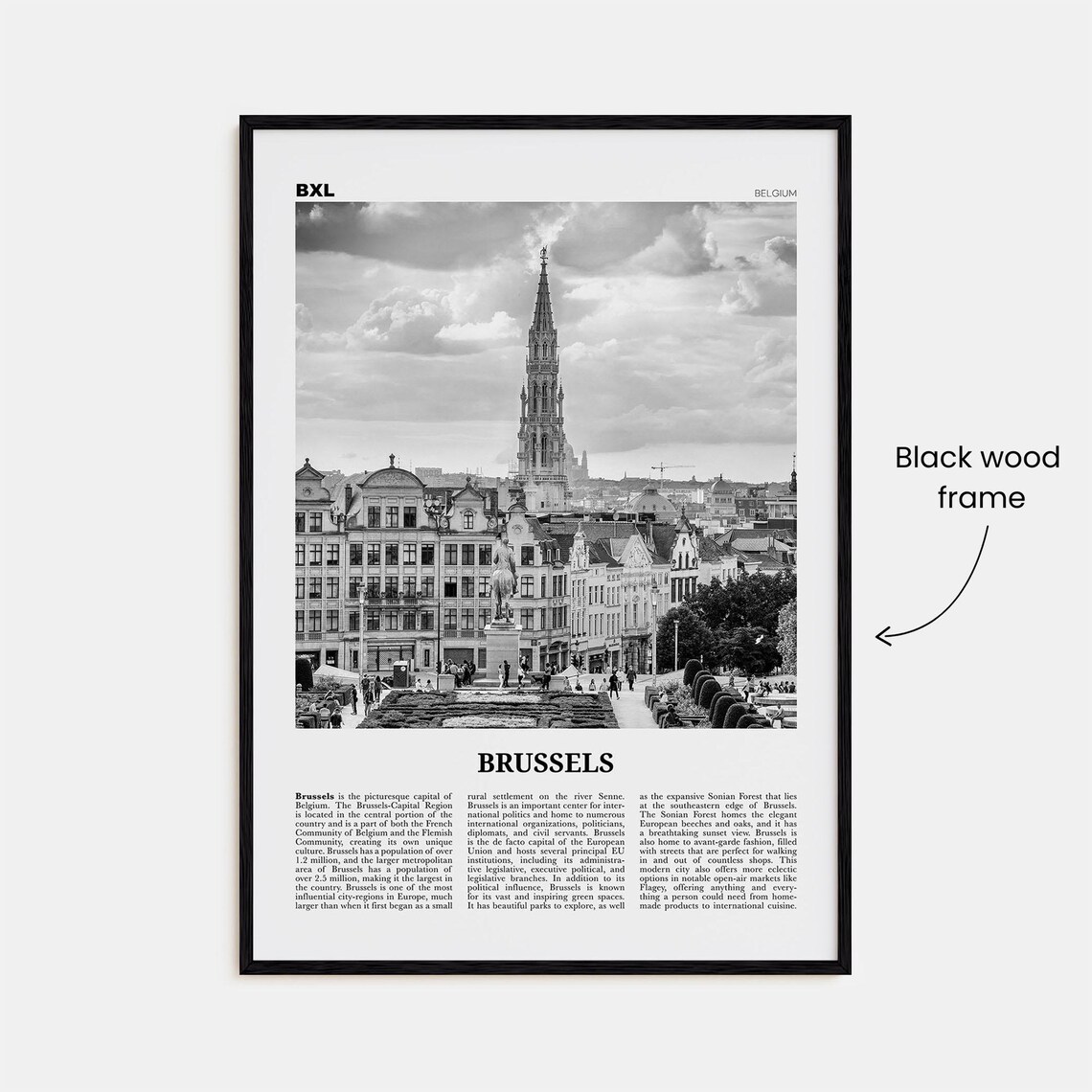 Brussels Black And White Travel Poster, Europe - Image 3