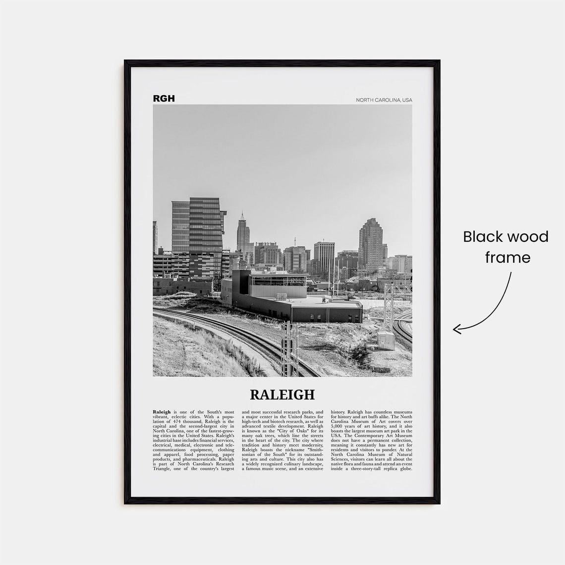 Raleigh Print Black And White No 2 Raleigh Wall Art Raleigh Poster Raleigh Photo North Carolina Usa United States North America - Image 3