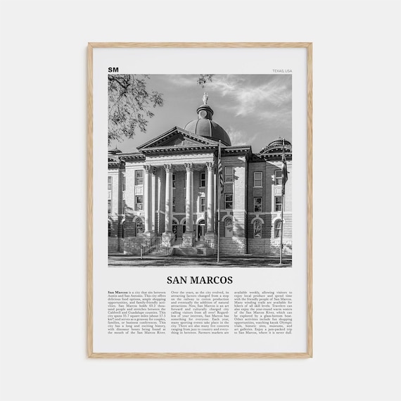 San Marcos Black and White Map Art Print No. 1