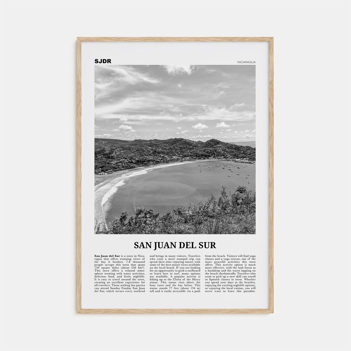 San Juan Del Sur Black And White Travel Poster