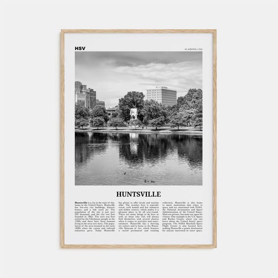 Huntsville, Alabama Black and White Travel Poster