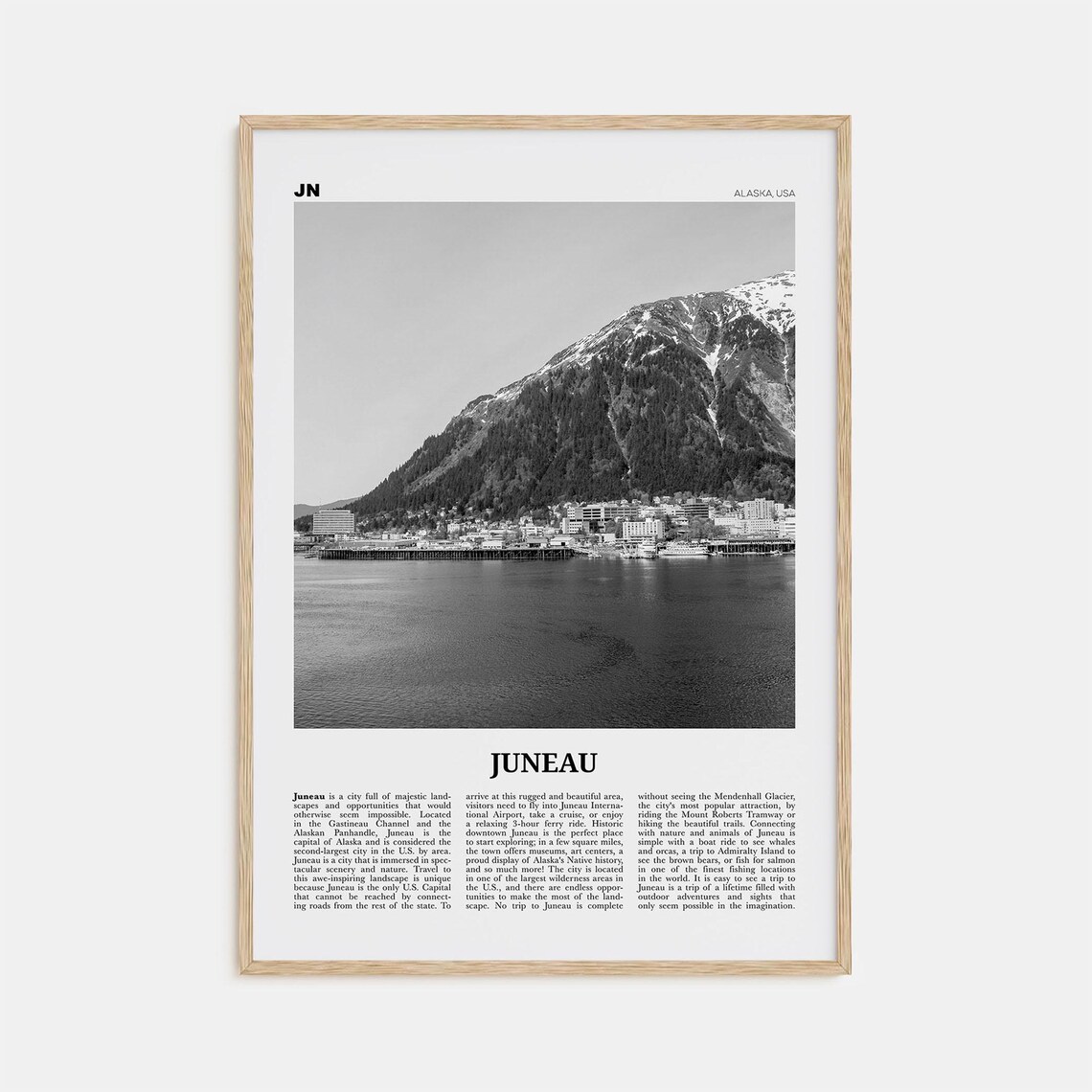 Juneau Black and White No. 1 Travel Poster, Alaska