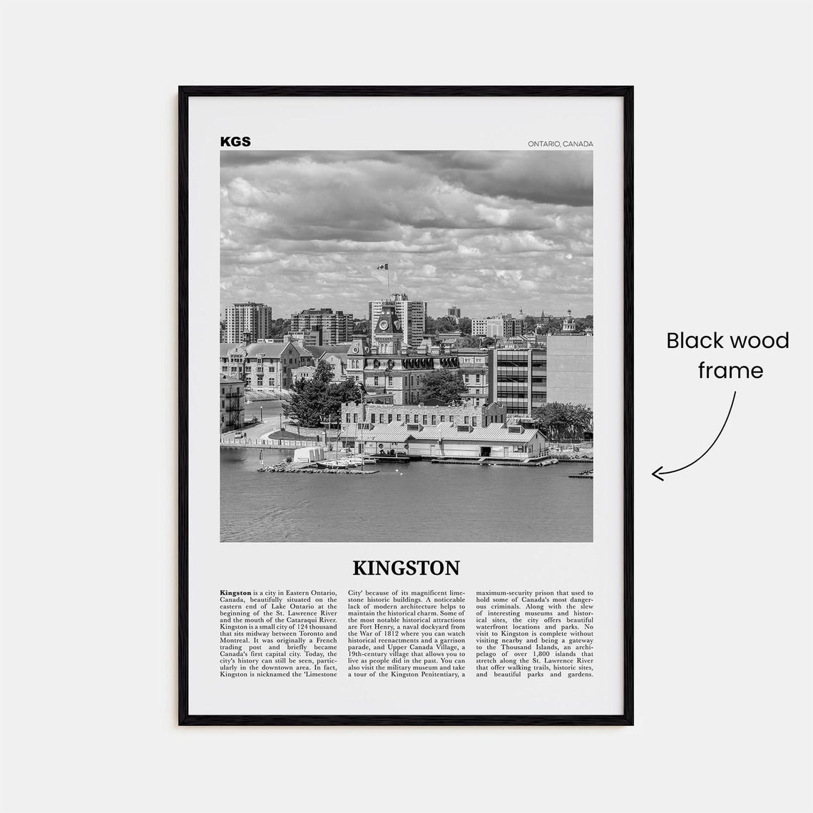 Kingston, Canada Black and White Travel Poster - Image 3