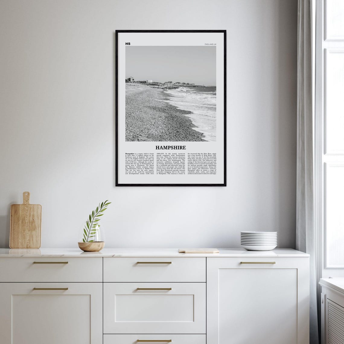 Hampshire Print Black And White Hampshire Wall Art Hampshire Poster Hampshire Photo Hampshire Map England Uk United Kingdom - Image 2