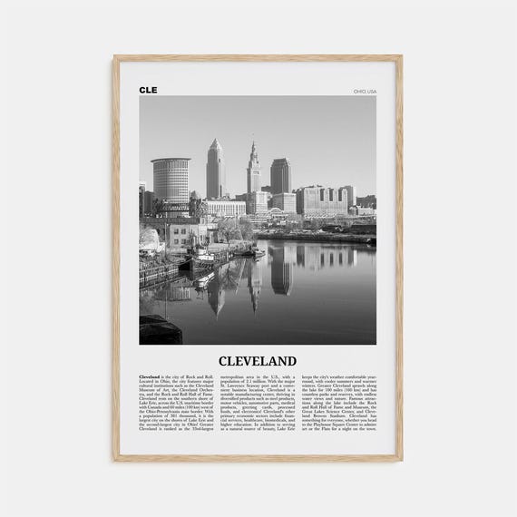 Cleveland Black and White Travel Poster, Ohio