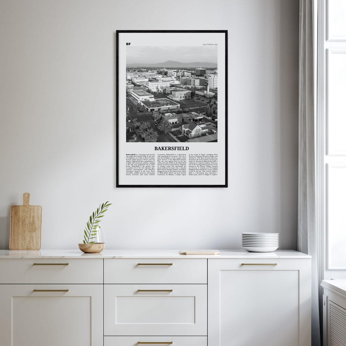 Bakersfield Black and White Travel Poster, California - Image 2