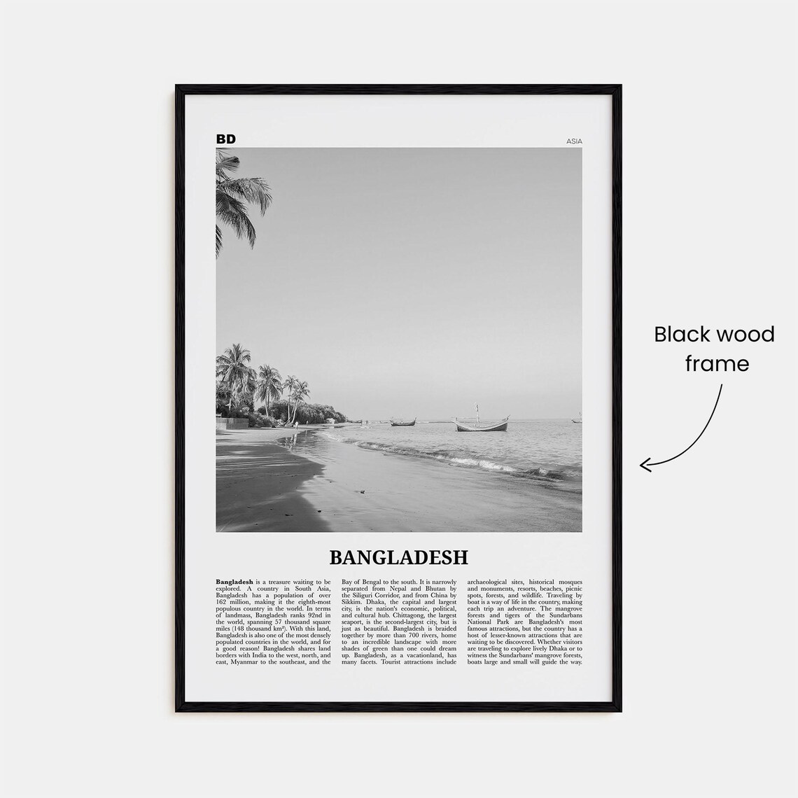 Bangladesh Black And White Travel Wall Poster - Image 3