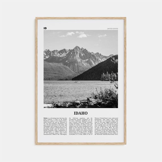 Idaho Black and White Travel Poster, USA State