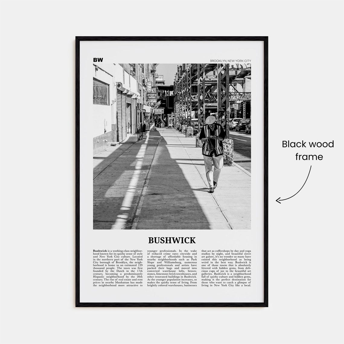 Bushwick Black And White Travel Poster, New York City - Image 3