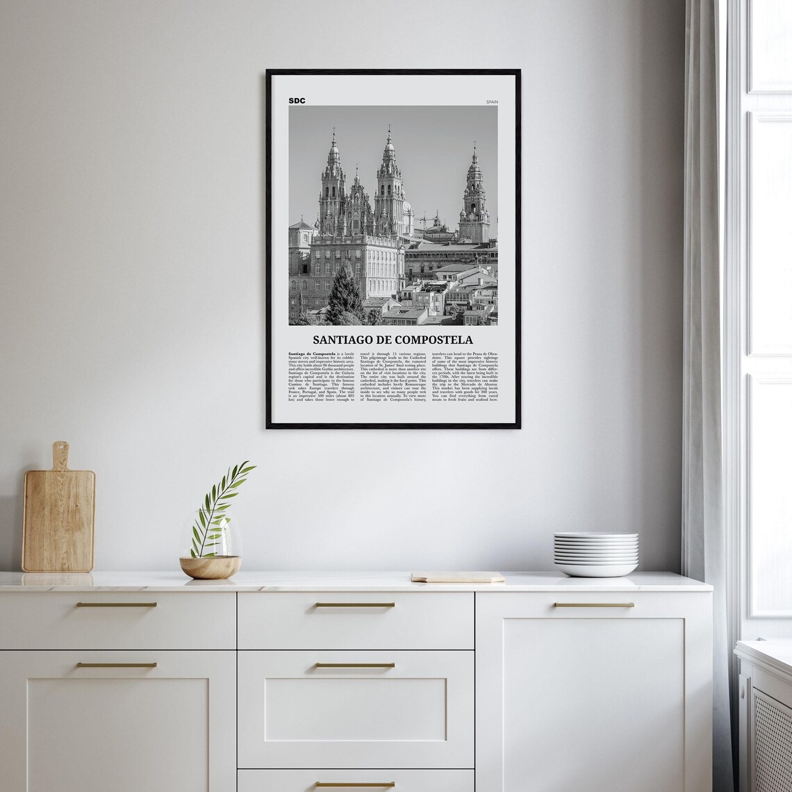 Santiago De Compostela Black And White Travel Poster - Image 2