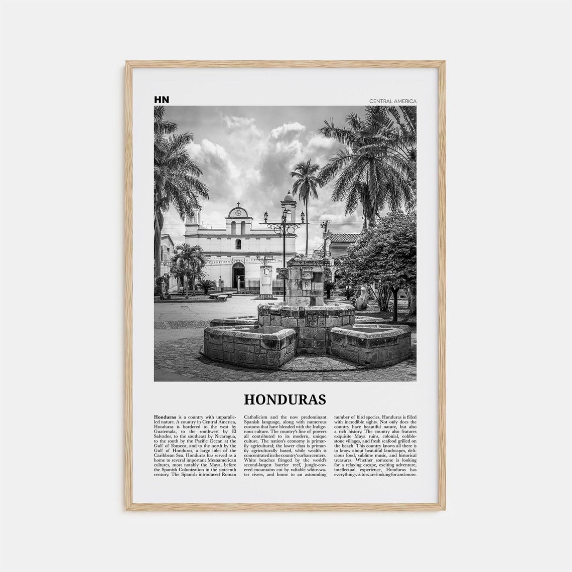Honduras Print Black And White No 2 Honduras Wall Art Honduras Poster Honduras Photo Honduras Wall Decor Tegucigalpa Central America