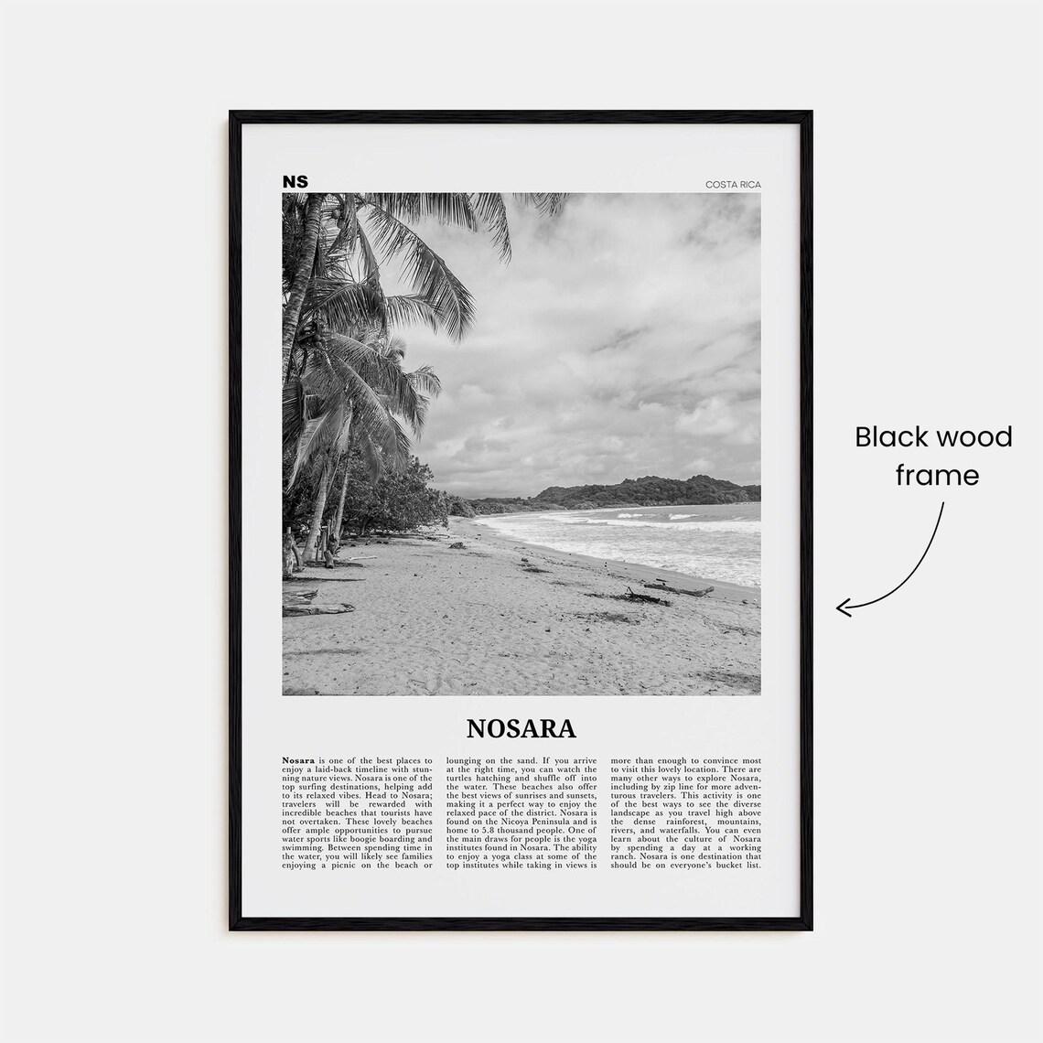 Nosara Black And White Travel Poster, Costa Rica - Image 3