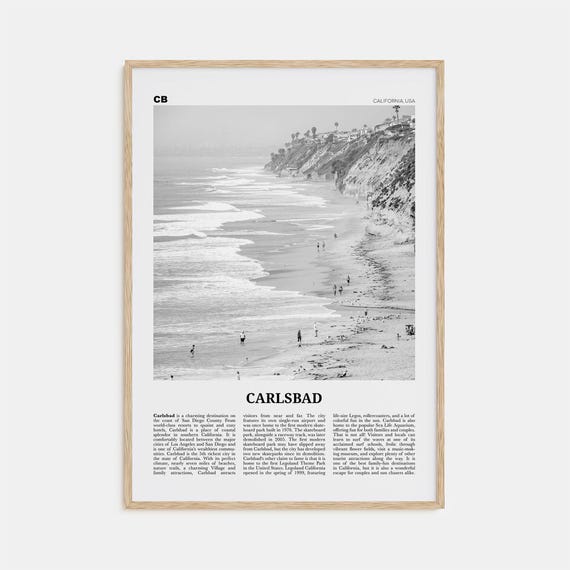 Carlsbad Black and White Travel Poster, California