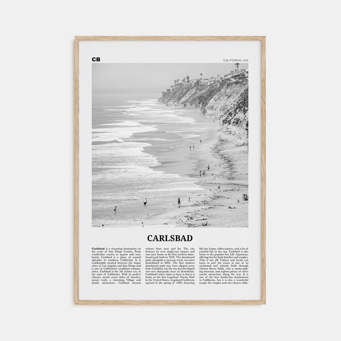 Carlsbad Black and White Travel Poster, California