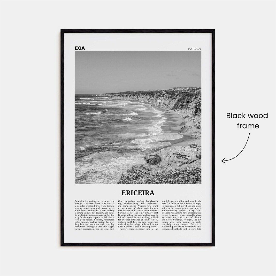 Ericeira Black and White Travel Poster, Portugal - Image 3