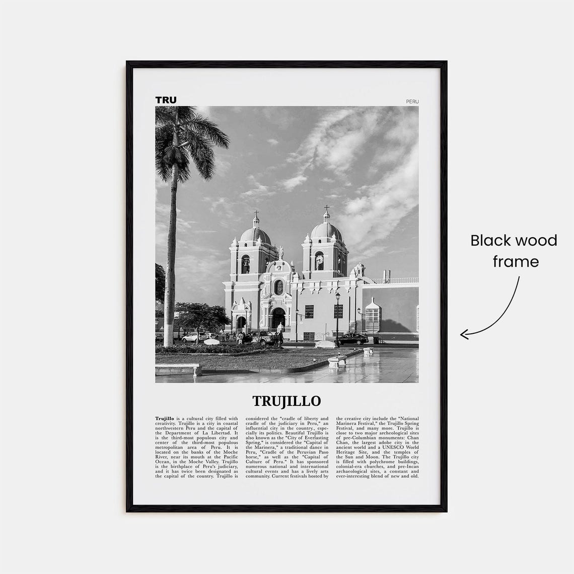 Trujillo, Peru Black and White Poster Print, South America - Image 3