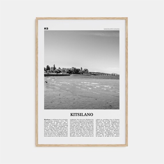 Kitsilano Map, Black and White Vancouver Travel Poster