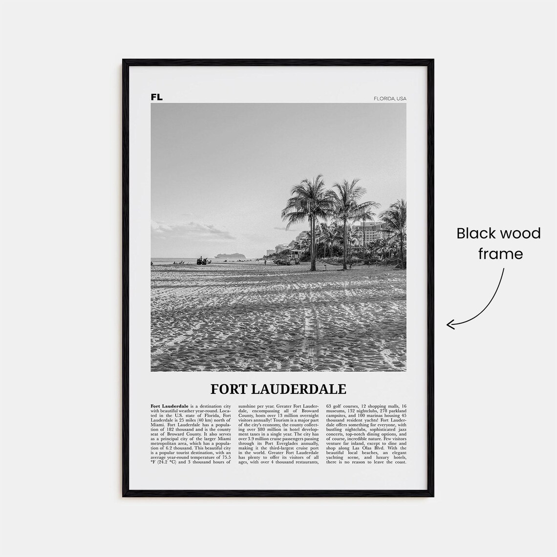 Fort Lauderdale Black and White No. 2 Travel Poster - Image 3