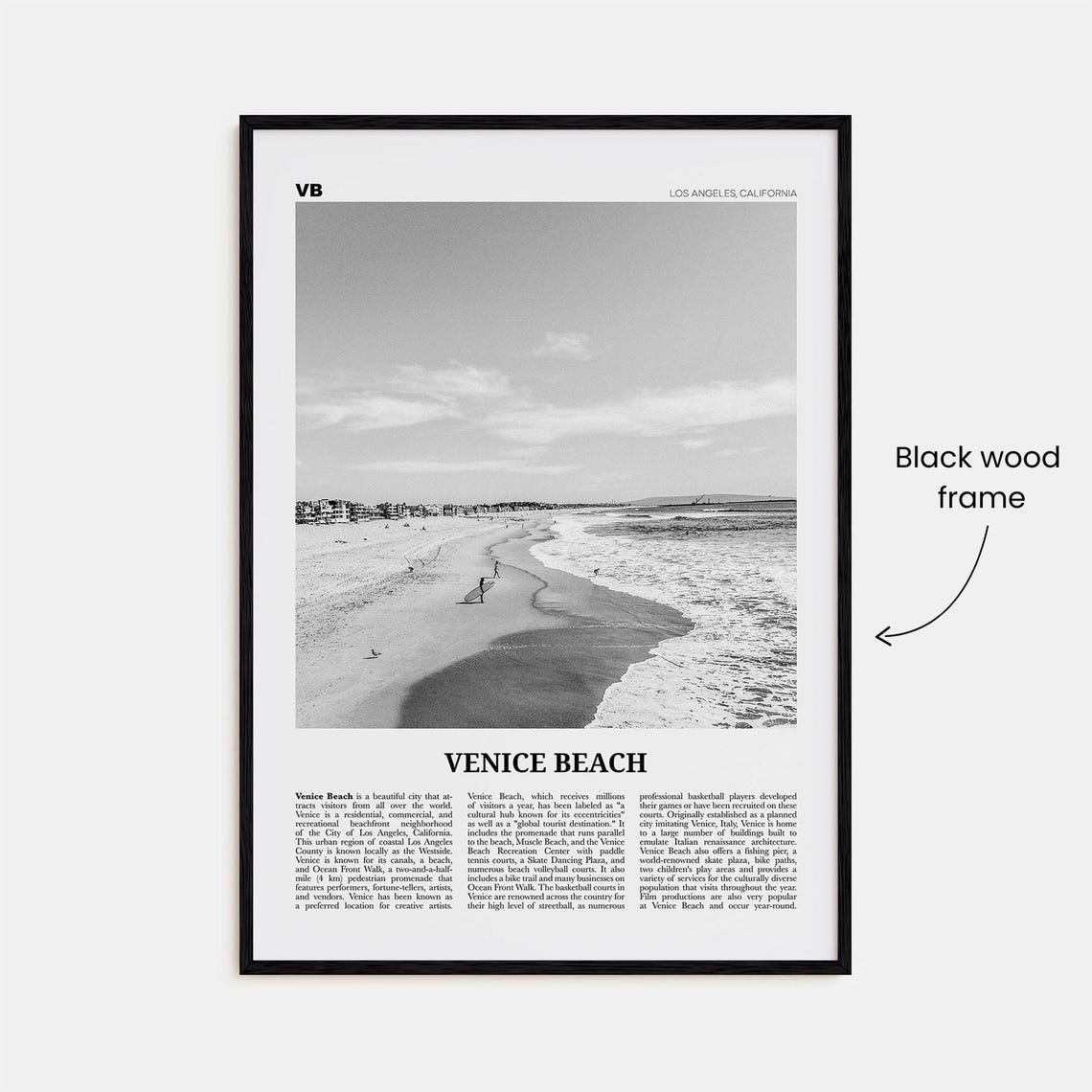Venice Beach Black And White Travel Poster, Los Angeles - Image 3