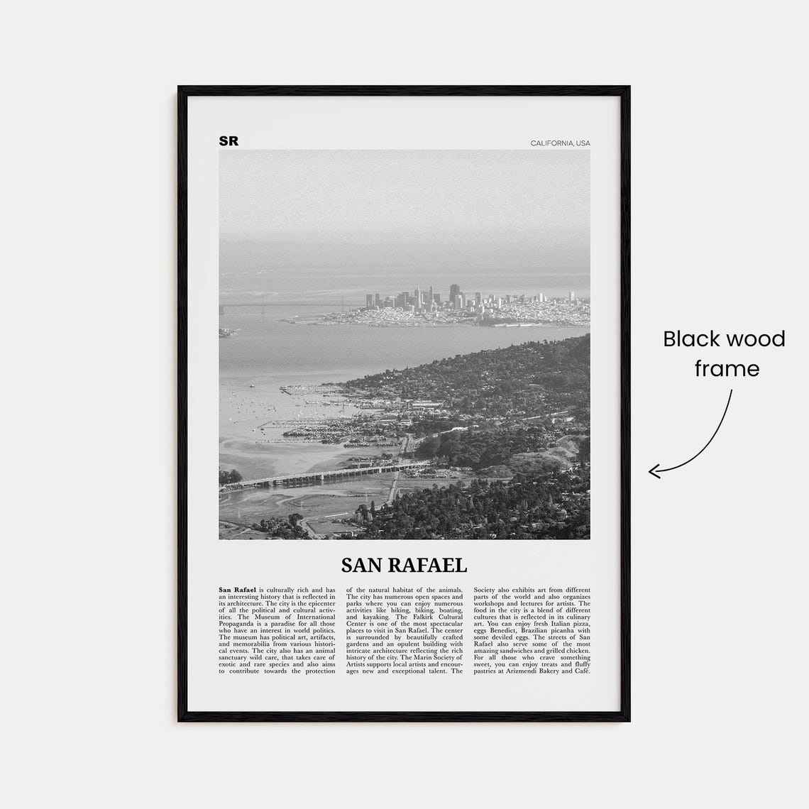 San Rafael Print Black And White San Rafael Wall Art San Rafael Poster San Rafael Photo San Rafael Dcor California Usa United States - Image 3