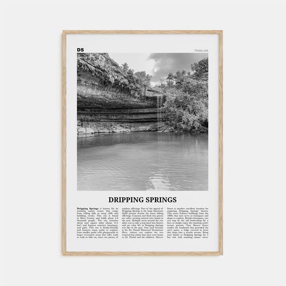 Dripping Springs Black And White Travel Poster
