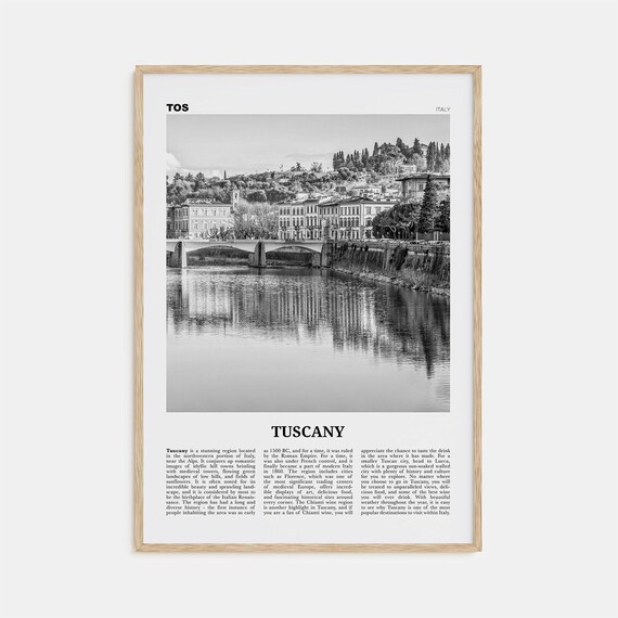 Tuscany, Black And White Travel Poster, Italy