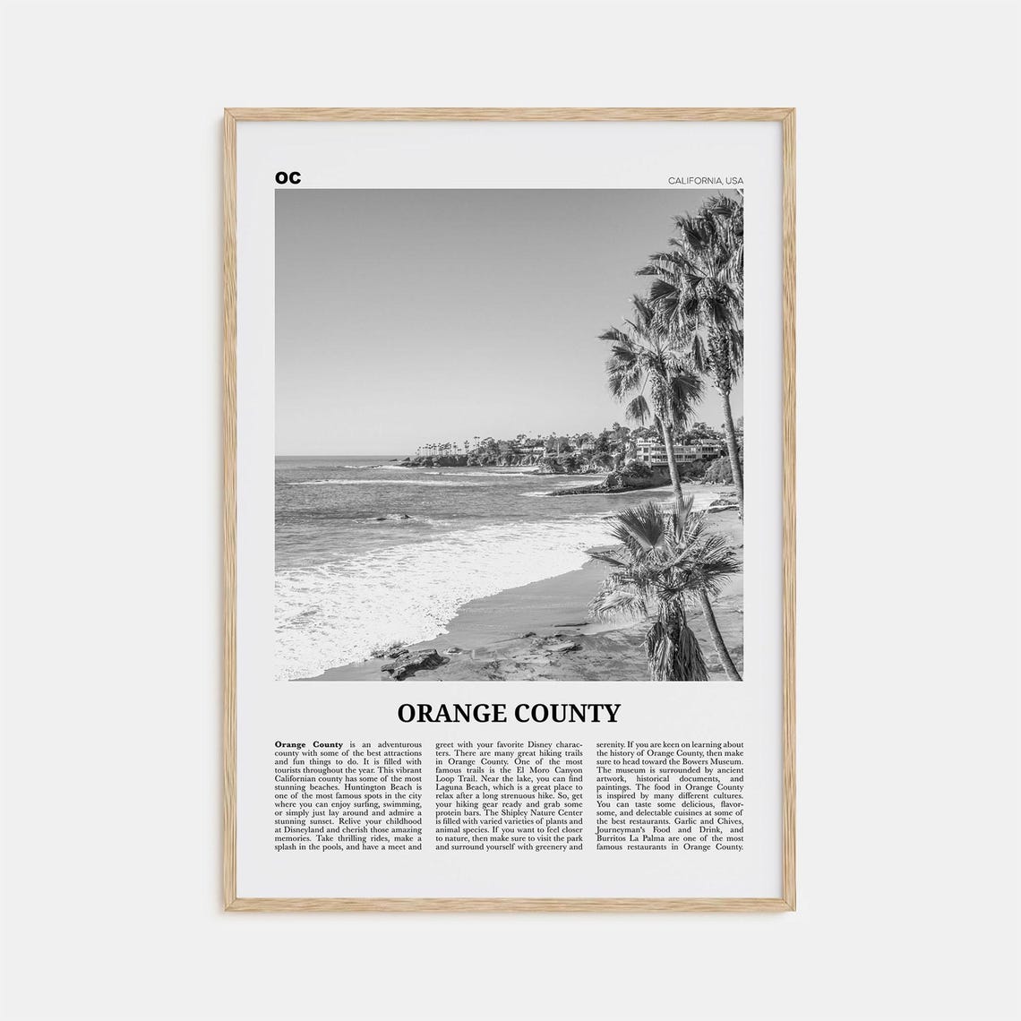 Orange County Black and White No. 1 Travel Poster