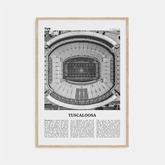 Tuscaloosa Black And White Travel Poster