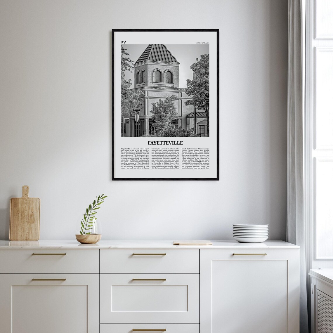 Fayetteville Arkansas Black and White Travel Poster - Image 2