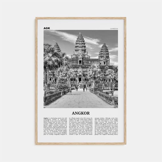 Angkor Black and White Travel Poster, Cambodia