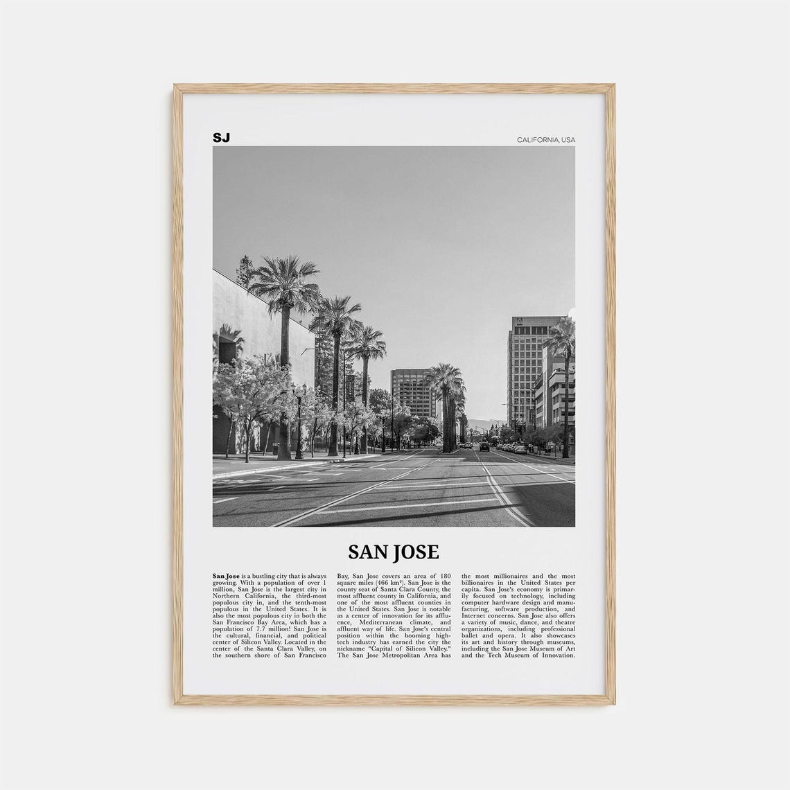 San Jose Print Black And White California No 1 San Jose Wall Art San Jose Poster San Jose Photo California United States