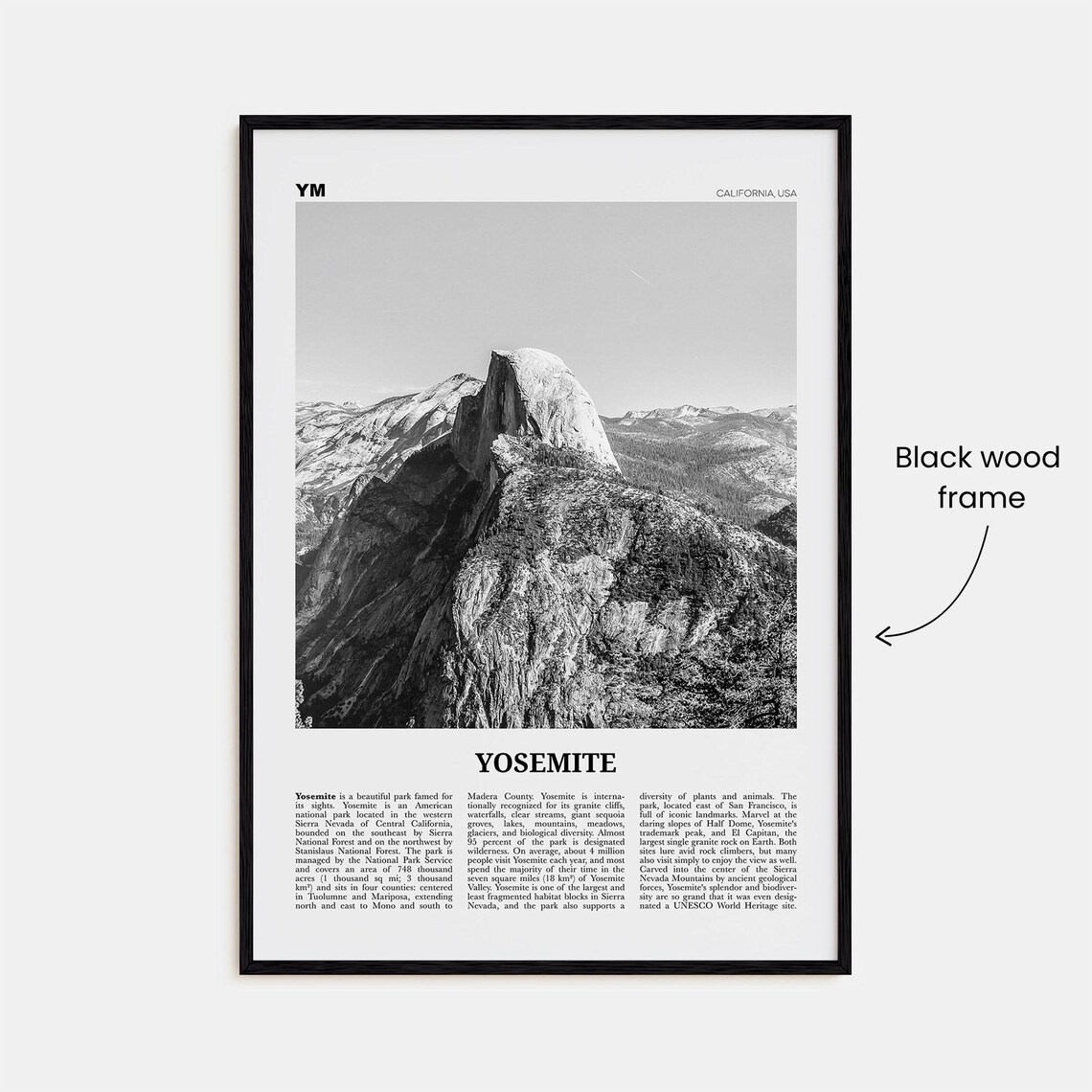 Yosemite National Park Black and White Travel Poster - Image 3
