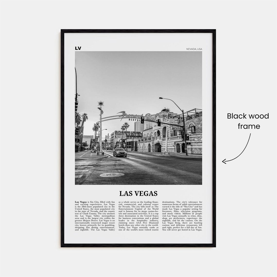 Las Vegas Print Black And White No 4 Las Vegas Wall Art Las Vegas Poster Las Vegas Photo Bellagio Nevada Usa United States - Image 3
