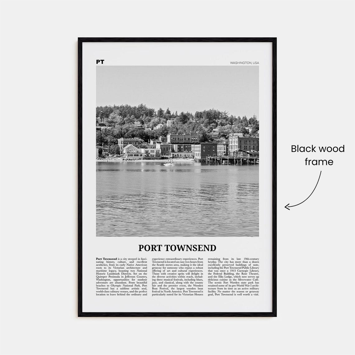 Port Townsend Black and White Travel Poster - Image 3
