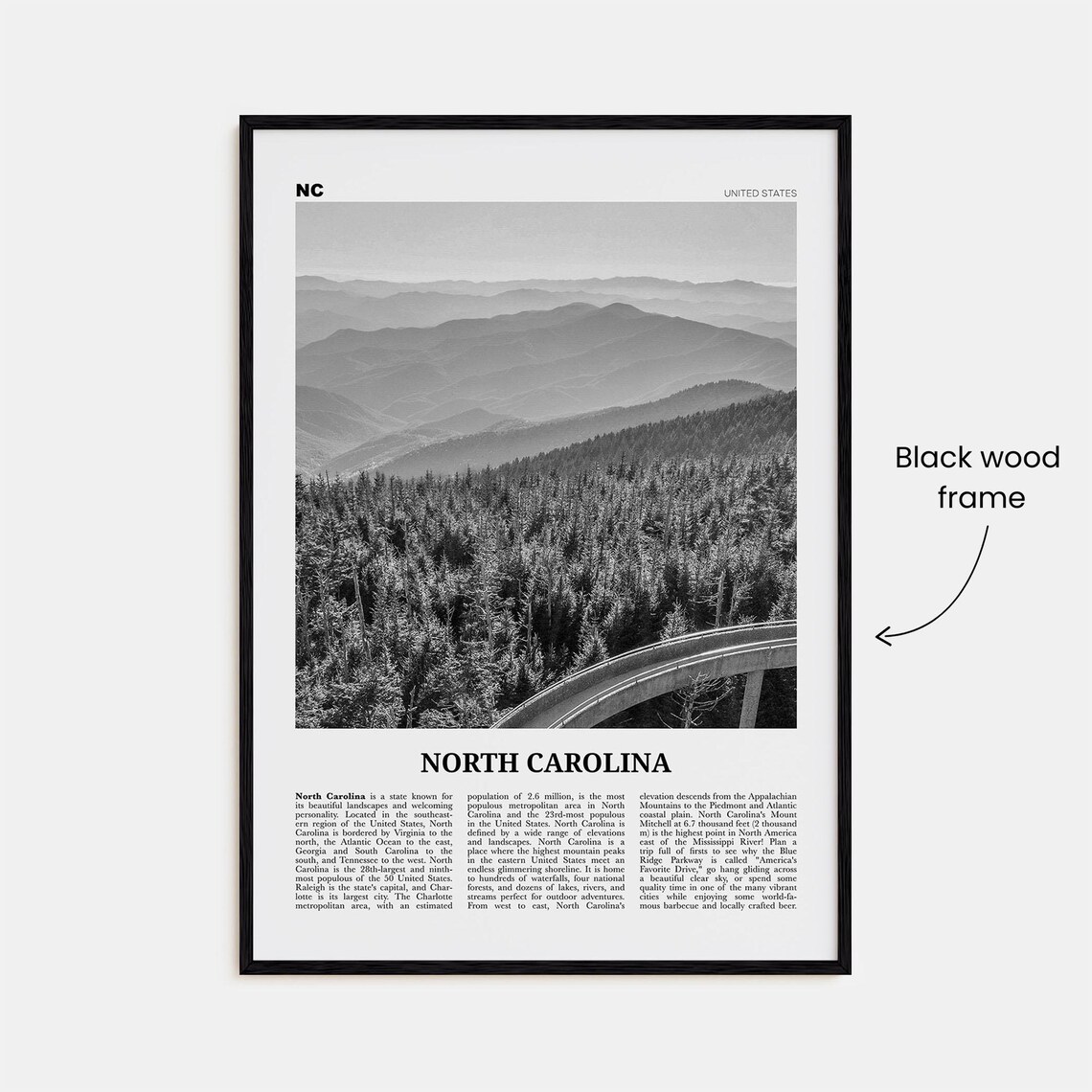 North Carolina Black and White Travel Poster No. 1 - Image 3