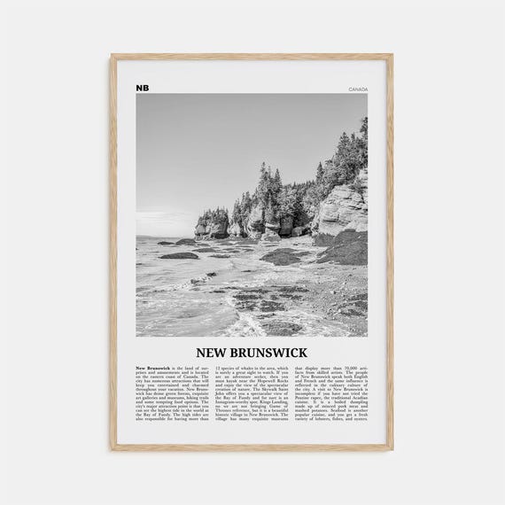 New Brunswick Black and White Travel Poster, Canada