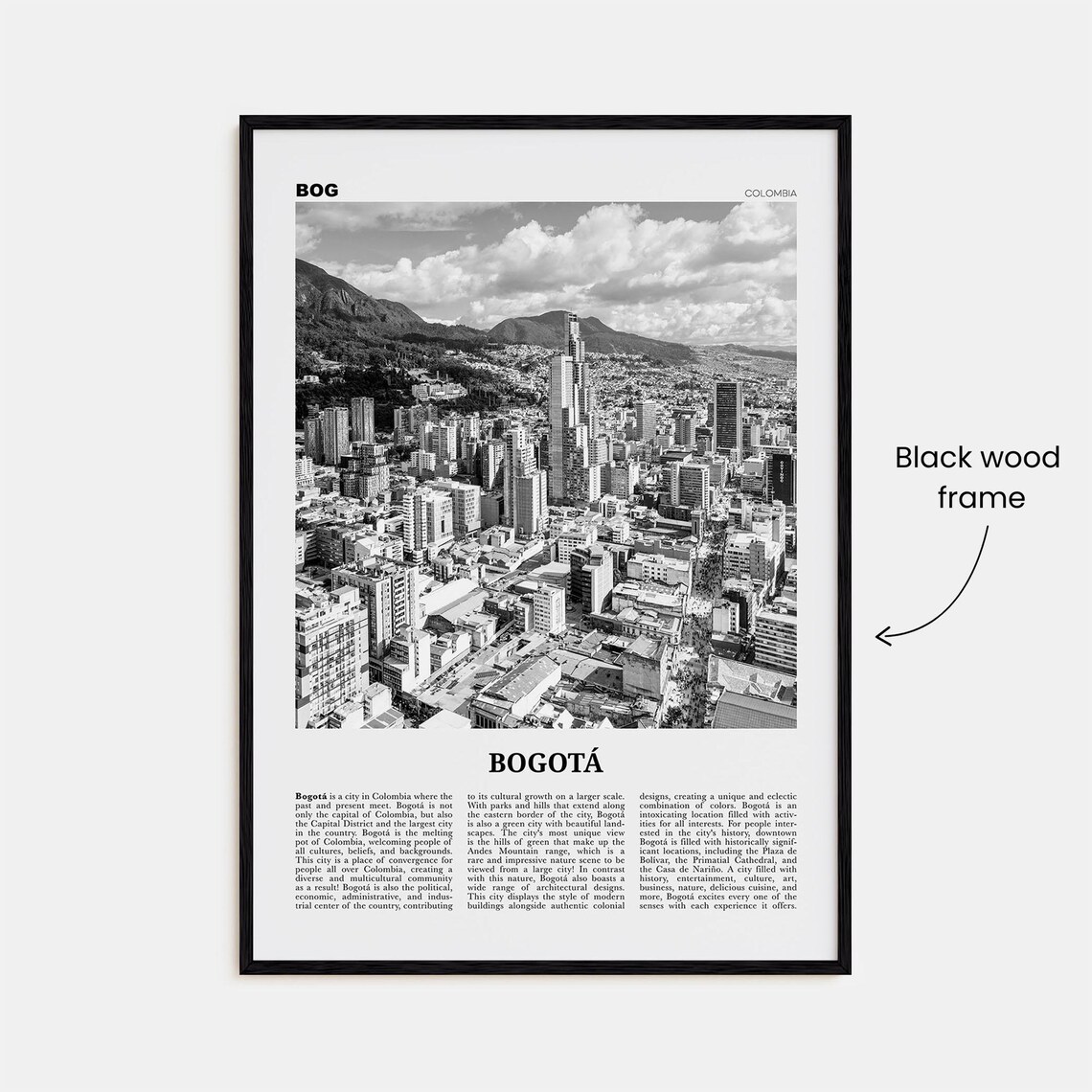Bogota Black and White Travel Poster, Colombia - Image 3