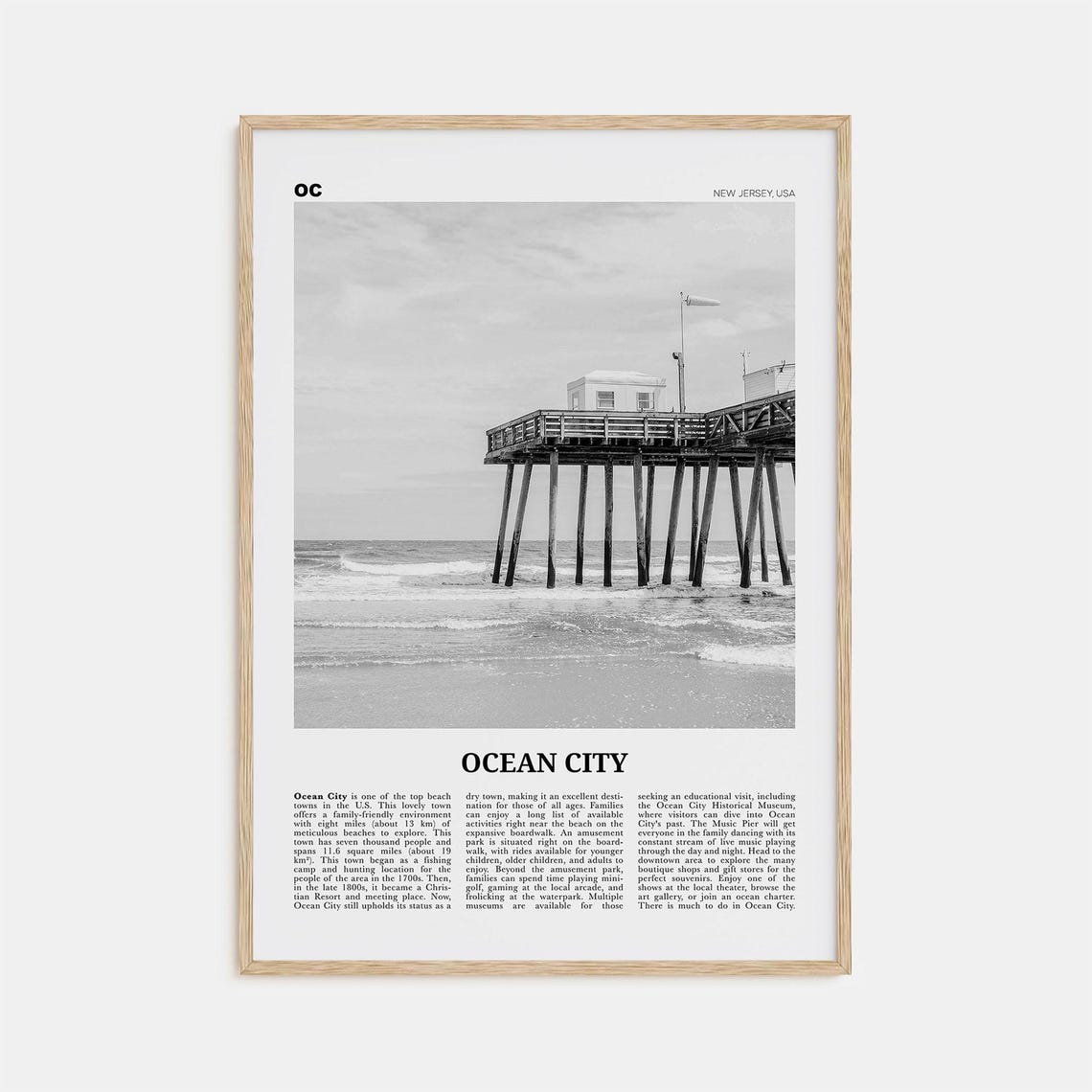 Ocean City Print Black And White New Jersey No 2 Ocean City Wall Art Ocean City Poster Ocean City Photo Ocean City Wall Dcor Usa