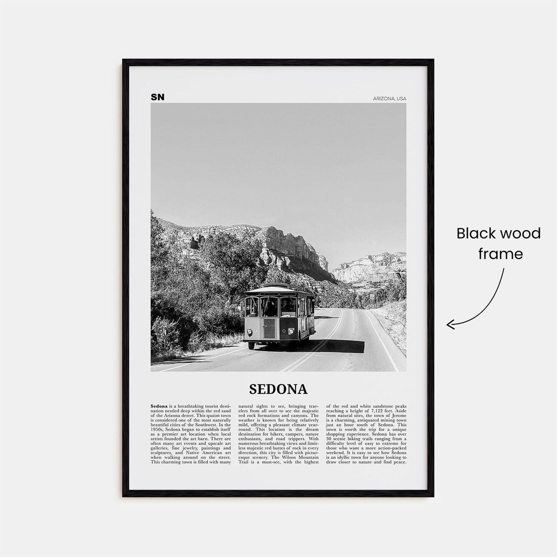 Sedona Black And White Travel Poster, Arizona - Image 3