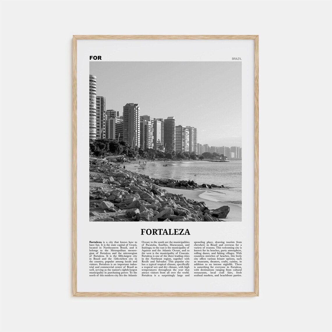 Fortaleza Black and White Travel Poster, Brazil
